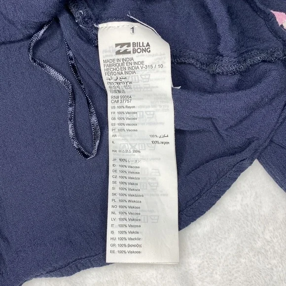 BILLABONG Light It Up Blue Floral Raglan Sleeves Crop Top Size Large - Picture 9 of 16